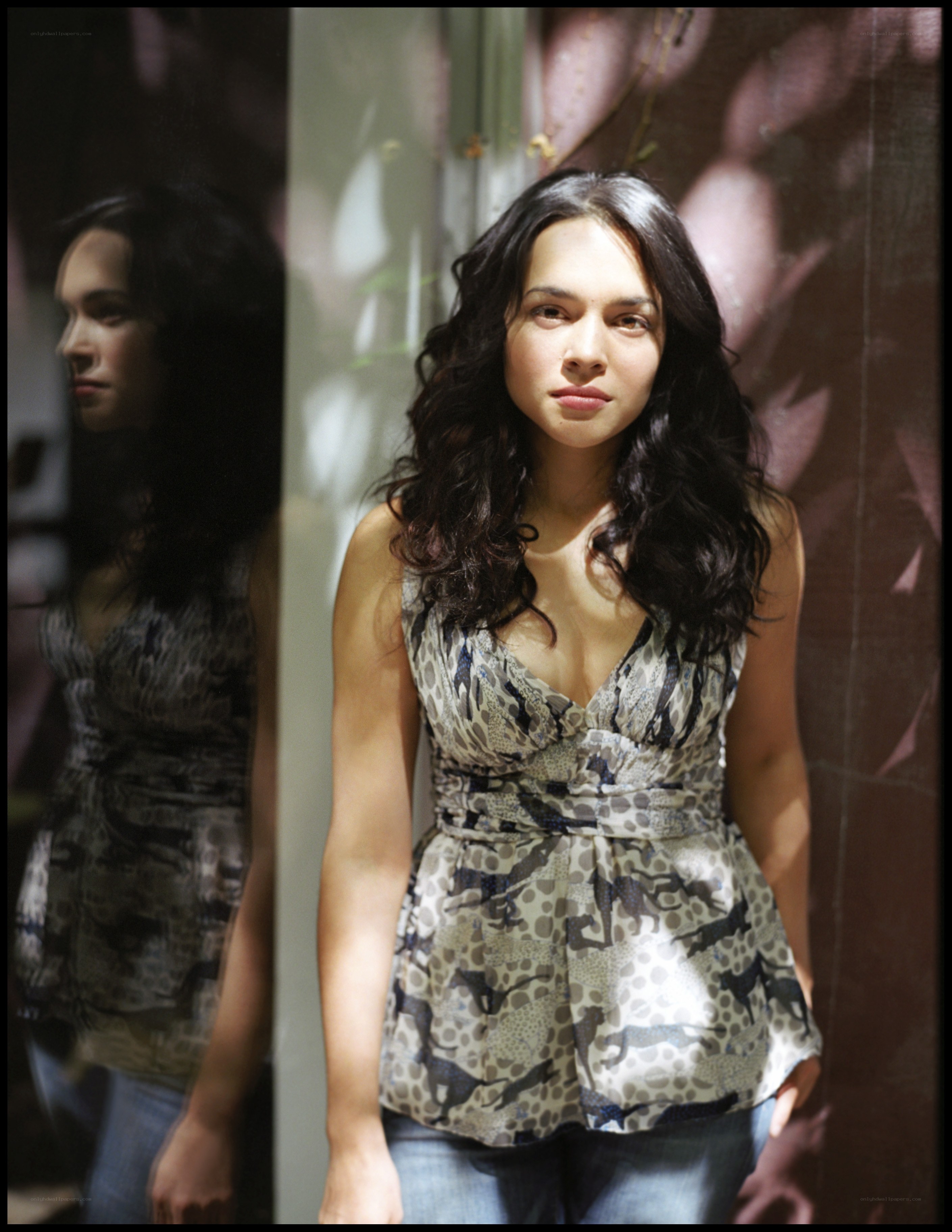 woman in patterned top