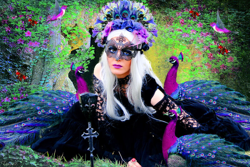 Woman in Peacock Costume — Black