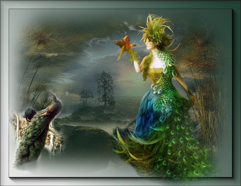 Woman in Peacock Costume