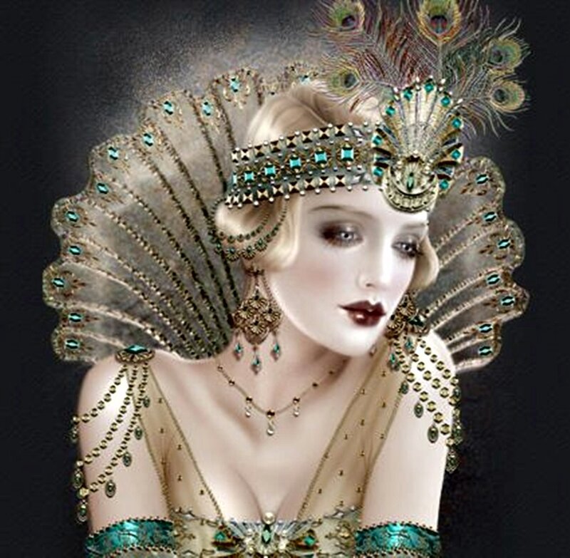 Woman in Peacock Headdress