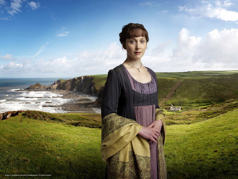woman in period dress on coast