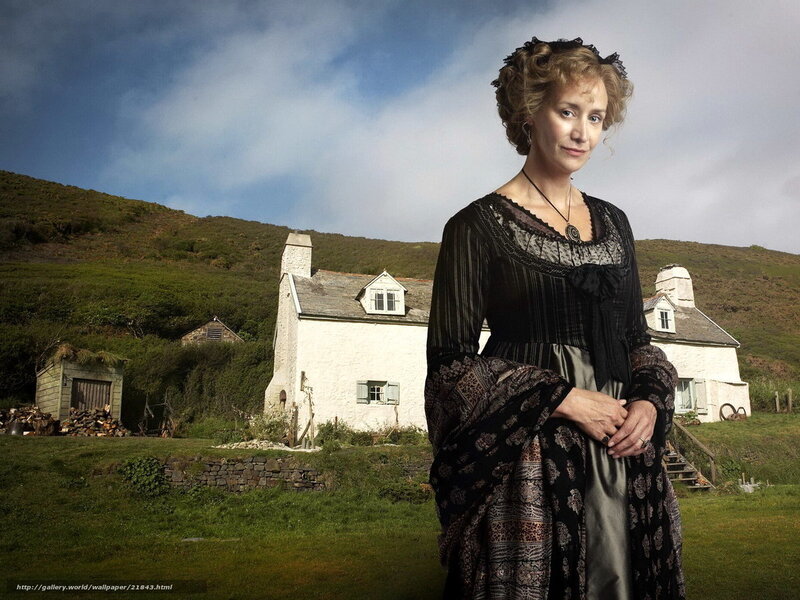 woman in period dress on hillside