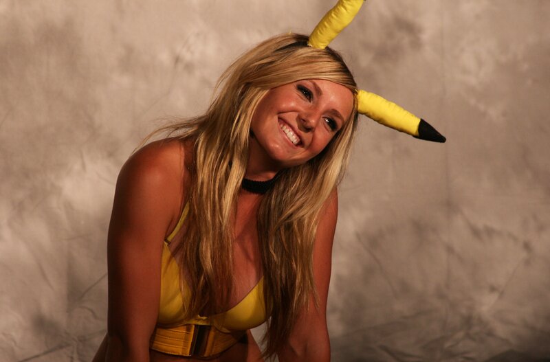 Woman in Pikachu costume