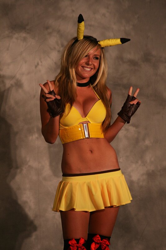 Woman in Pikachu costume