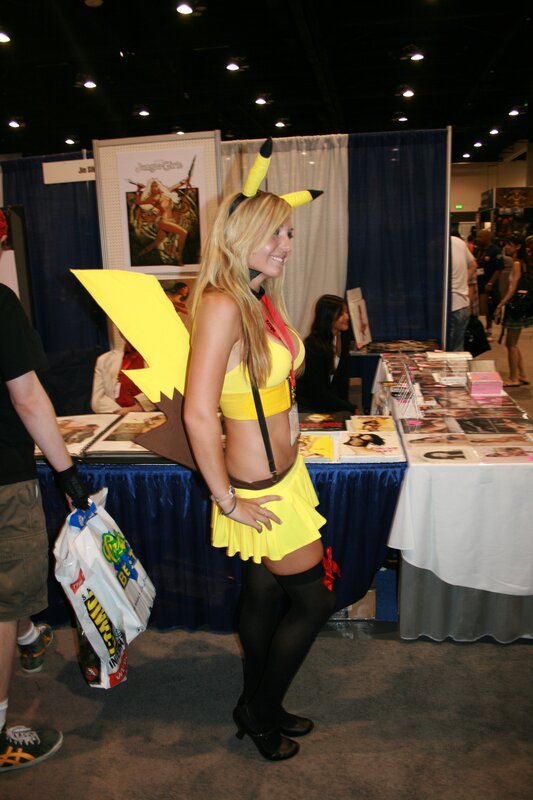 Woman in Pikachu costume at convention