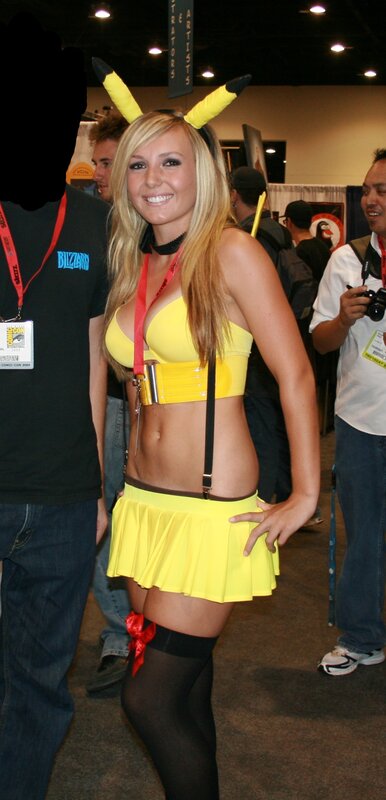 Woman in Pikachu costume at convention