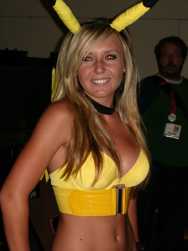 Woman in Pikachu Costume — Yellow, Happy, Night