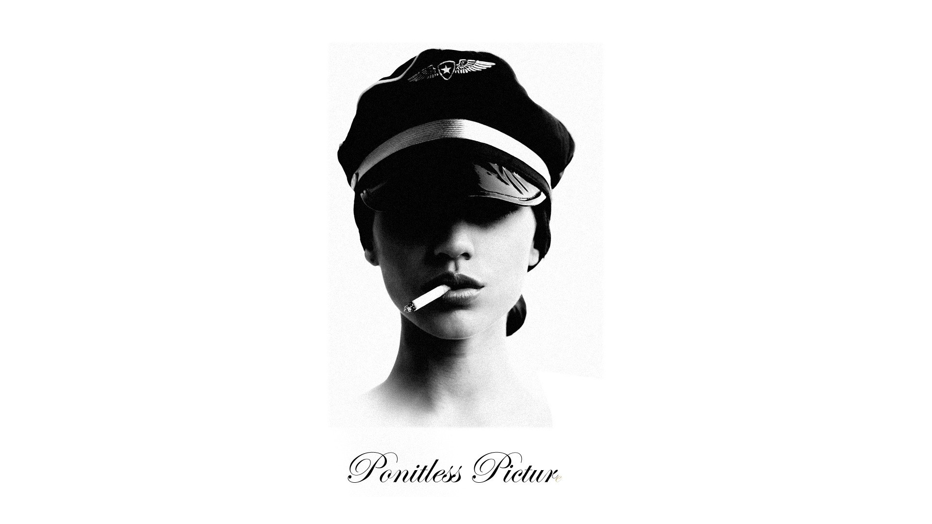 woman in pilot hat with cigarette