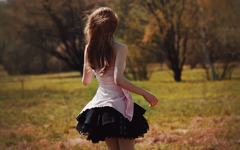 Woman in Pink and Black Dress — Green