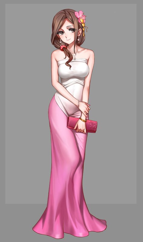 Woman in Pink and White Dress — Elegant
