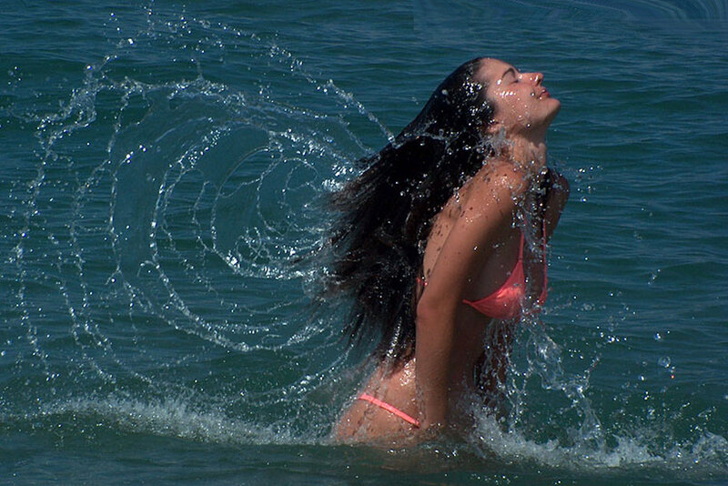 Woman in Pink Bikini — Blue, Active