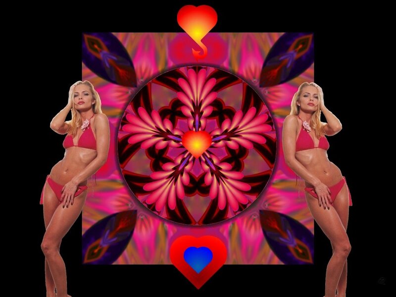 Woman in Pink Bikini — Vibrant, Digital Art, Heart