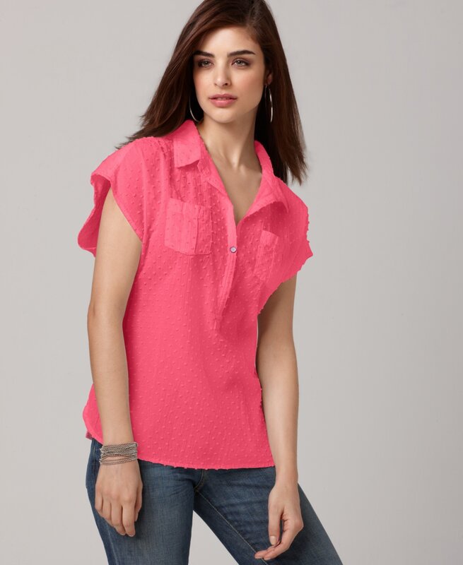 Woman in pink blouse