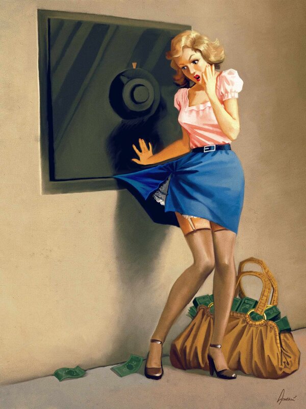 Woman in Pink Blouse — Blue
