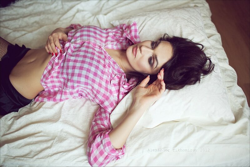 woman in pink checkered shirt