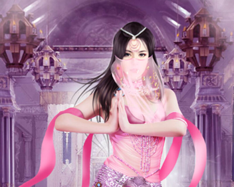 Woman in Pink Costume — Dramatic, Digital Art