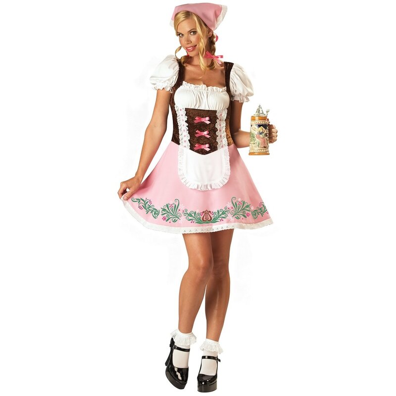 woman in pink dirndl costume