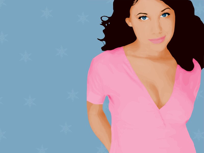 Woman in Pink Dress — Blue, Calm, Winter