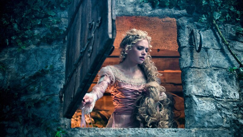 Woman in Pink Dress — Blue, Dramatic, Photograph, Stone Wall