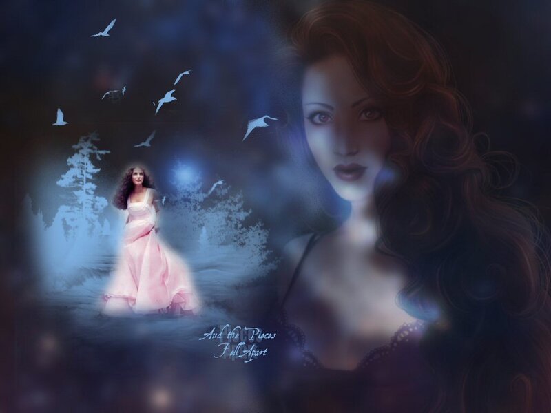 Woman in Pink Dress — Blue, Dreamy