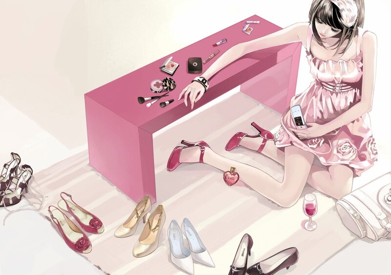 Woman in Pink Dress — Calm, Manga