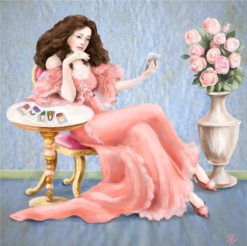 Woman in Pink Dress — Calm, Painting
