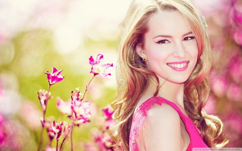 Woman in Pink Dress — Cheerful, Spring, Photograph