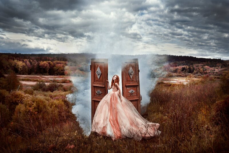 Woman in Pink Dress — Dramatic, Autumn, Digital Art