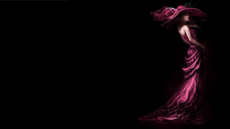 Woman in Pink Dress — Dramatic, Digital Art, Hat