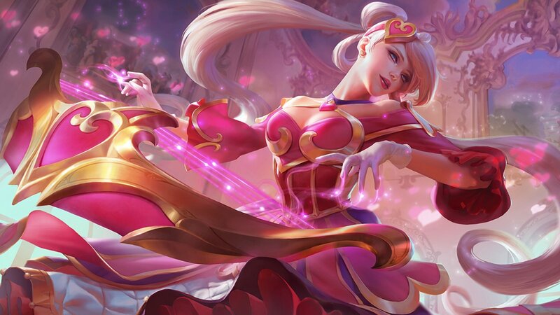 Woman in Pink Dress — Dramatic, Digital Art, Sword, Hearts, Magic