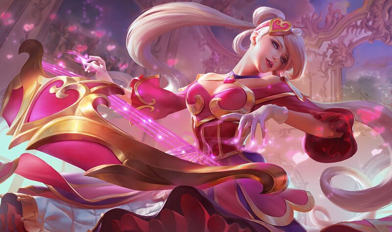 Woman in Pink Dress — Dramatic, Digital Art, Sword, Hearts