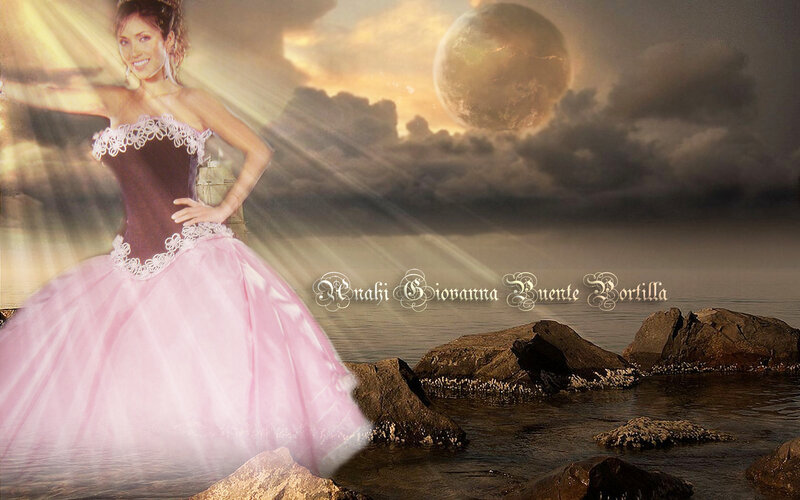Woman in Pink Dress — Dramatic, Night, Digital Art, Moon