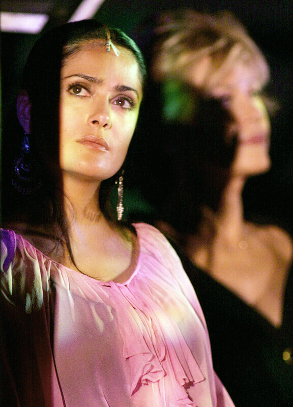 Woman in Pink Dress — Dramatic, Night, Photograph, Earrings, Hair Ornament