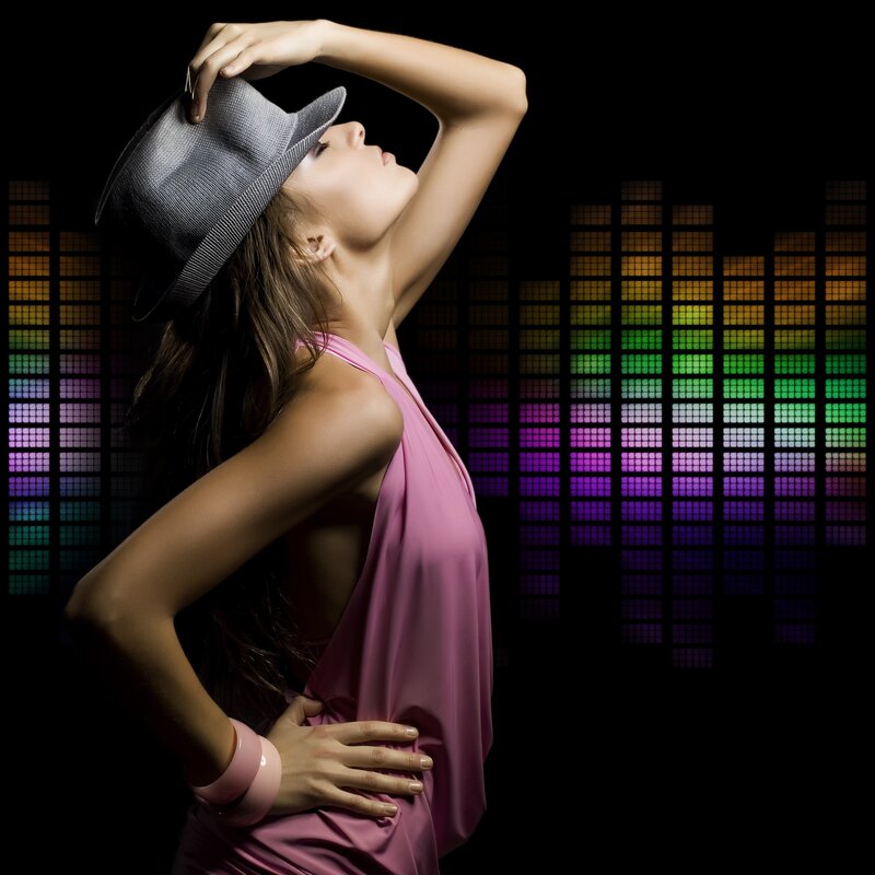 Woman in Pink Dress — Dramatic, Night, Photograph, Hat, Audio Equalizer, Bracelet