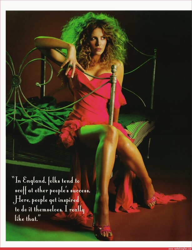 Woman in Pink Dress — Dramatic, Photograph, Bed, Curly Hair
