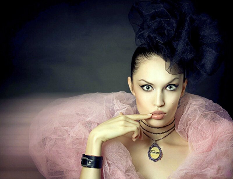 Woman in Pink Dress — Dramatic, Photograph, Black Hat
