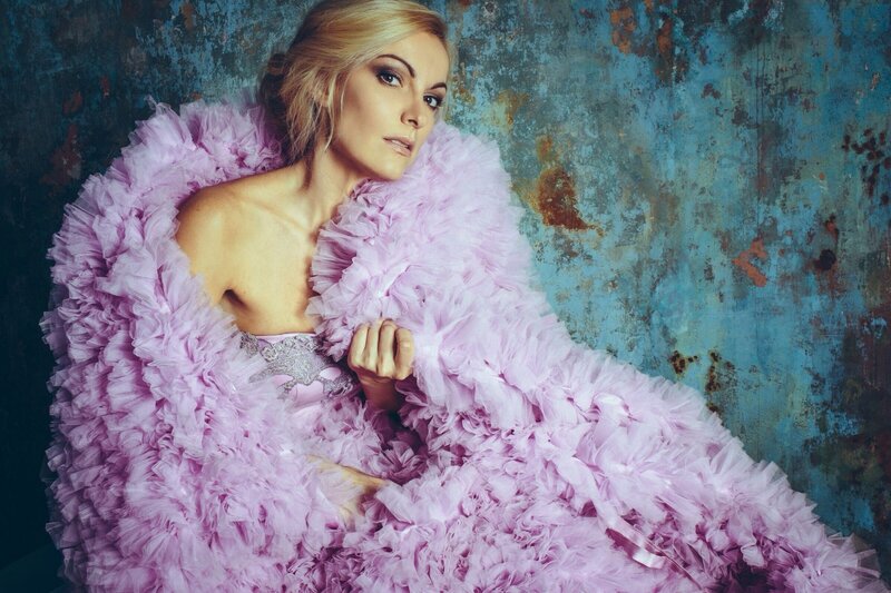 Woman in Pink Dress — Dramatic, Photograph, Wall, Makeup
