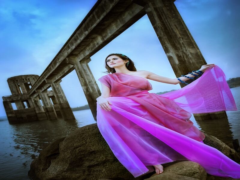 Woman in Pink Dress — Dramatic