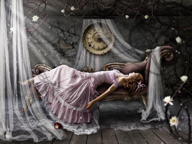 Woman in Pink Dress — Dreamy, Digital Art, Clock