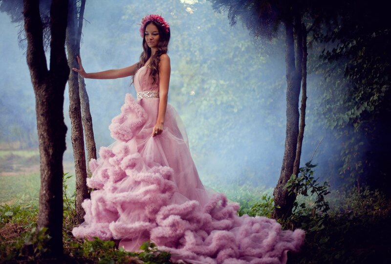 Woman in Pink Dress — Dreamy, Morning