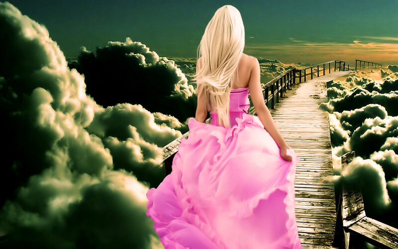 Woman in Pink Dress — Dreamy, Sunset