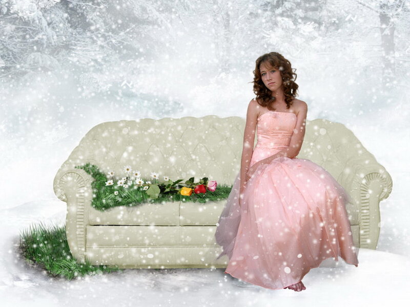 Woman in Pink Dress — Dreamy, Winter