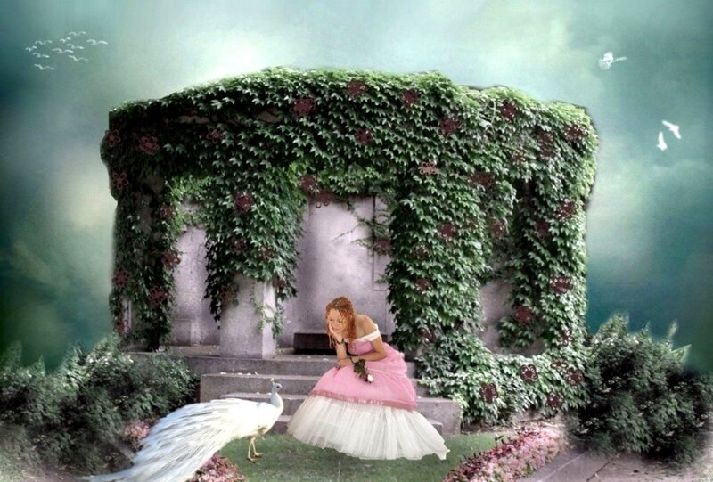 Woman in Pink Dress — Green, Serene
