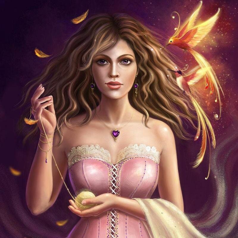 Woman in Pink Dress — Purple, Fantasy