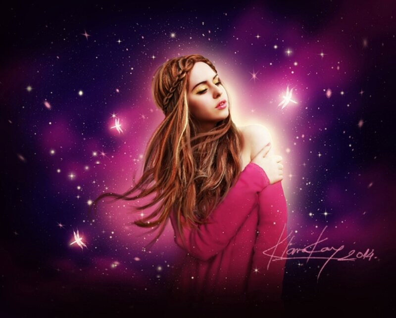 Woman in Pink Dress — Purple, Serene, Night