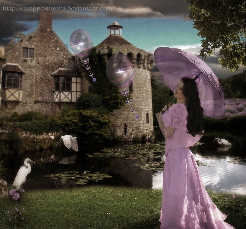 Woman in Pink Dress — Purple, Serene