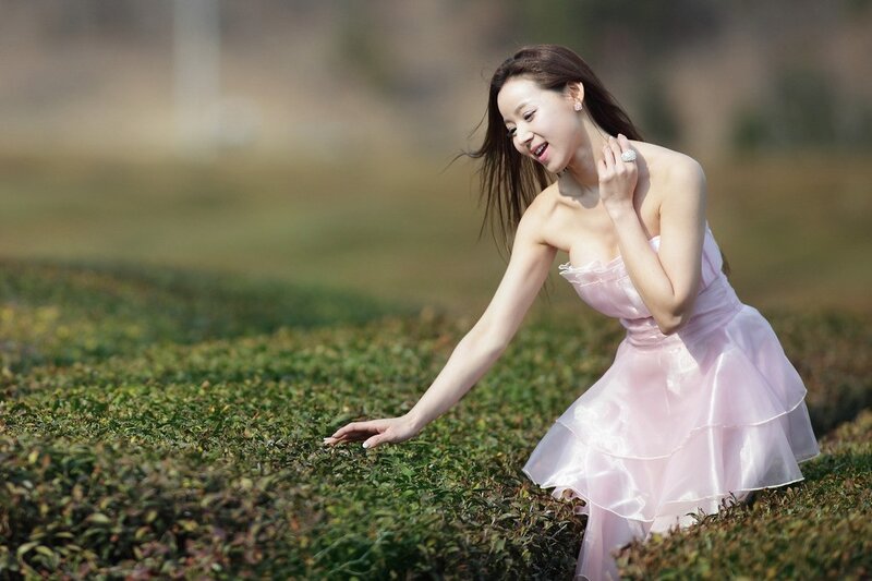 Woman in Pink Dress — Serene, Afternoon, Photograph, Field, Hair