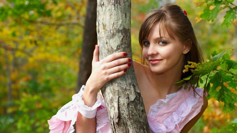 Woman in Pink Dress — Serene, Autumn
