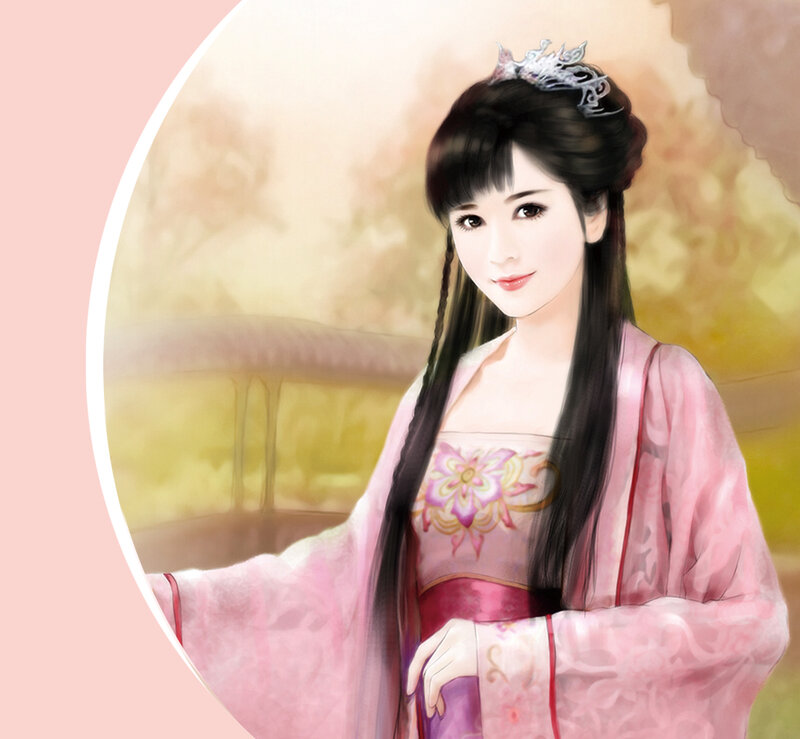 Woman in Pink Dress — Serene, Digital Art, Crown