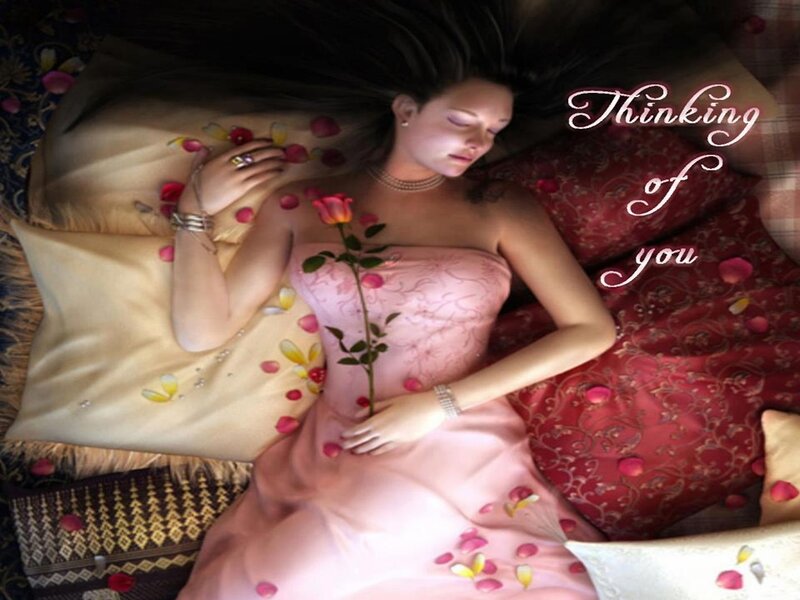 Woman in Pink Dress — Serene, Digital Art, Rose